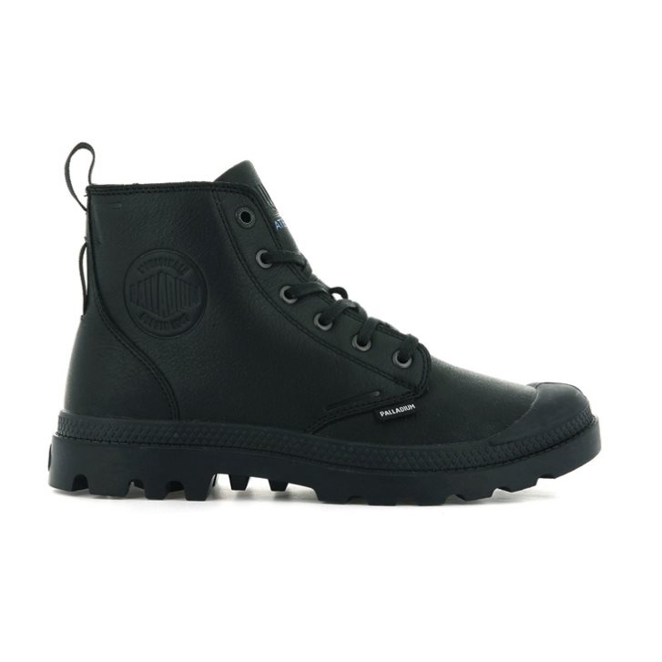 Palladium Pampa Hi Ess Leather WP+ Men\'s Boots Black | UK H610-OYK